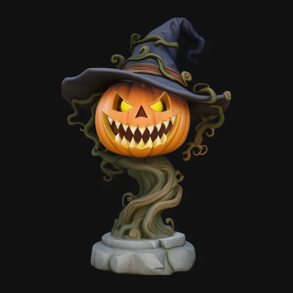 Witch Hat Pumpkin Bust Statue Design 2