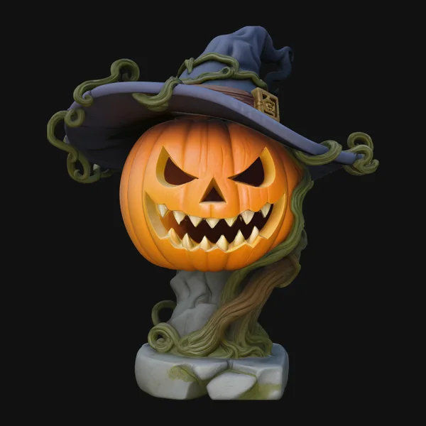 Witch Hat Pumpkin Bust Statue Design 3
