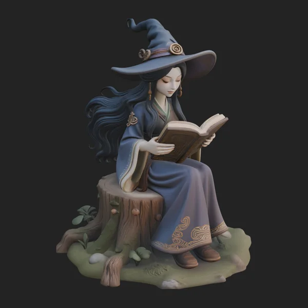Witch Reading a Book Statue Design 3