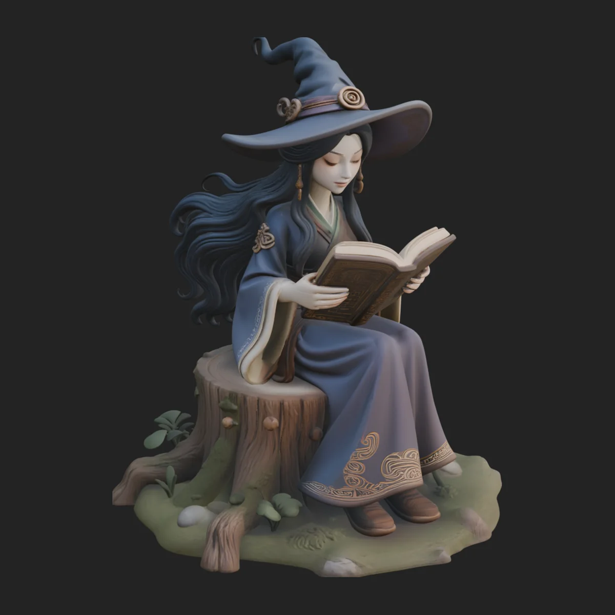 Witch Reading a Book Statue Design 3