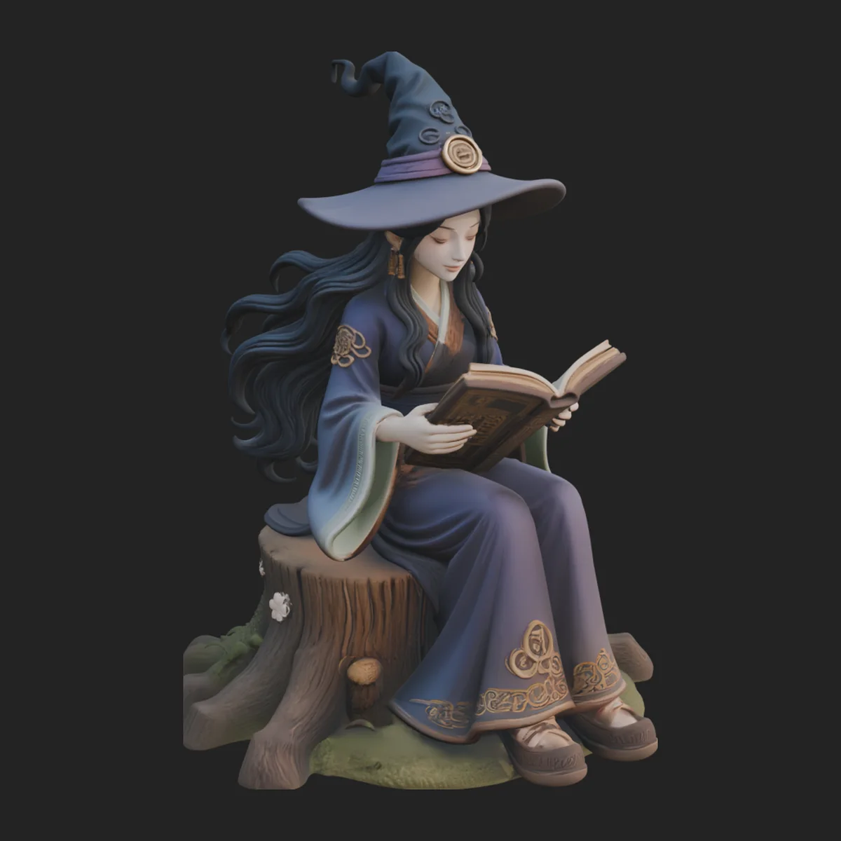 Witch Reading a Book Statue Design 4
