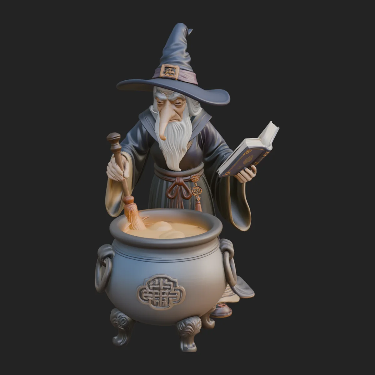 Wizard with Cauldron Statue Design 4