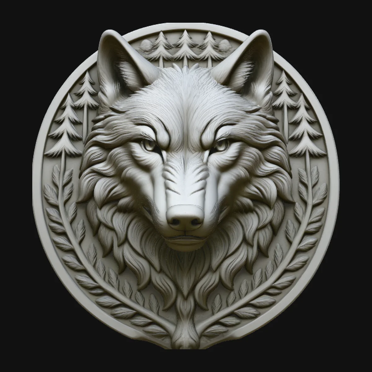 Wolf Head Relief Medallion Pendant Design 1