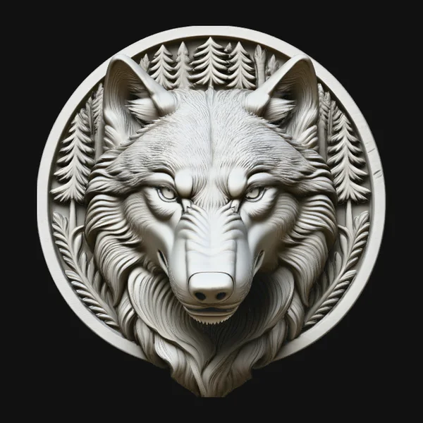 Wolf Head Relief Medallion Pendant Design 2