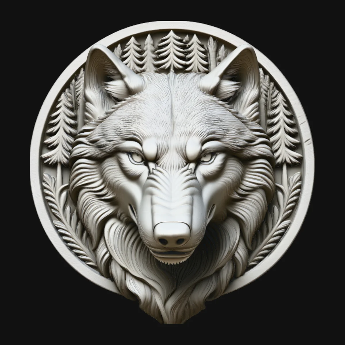 Wolf Head Relief Medallion Pendant Design 2