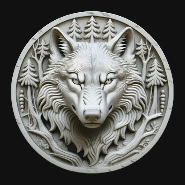 Wolf Head Relief Medallion Pendant Design 4