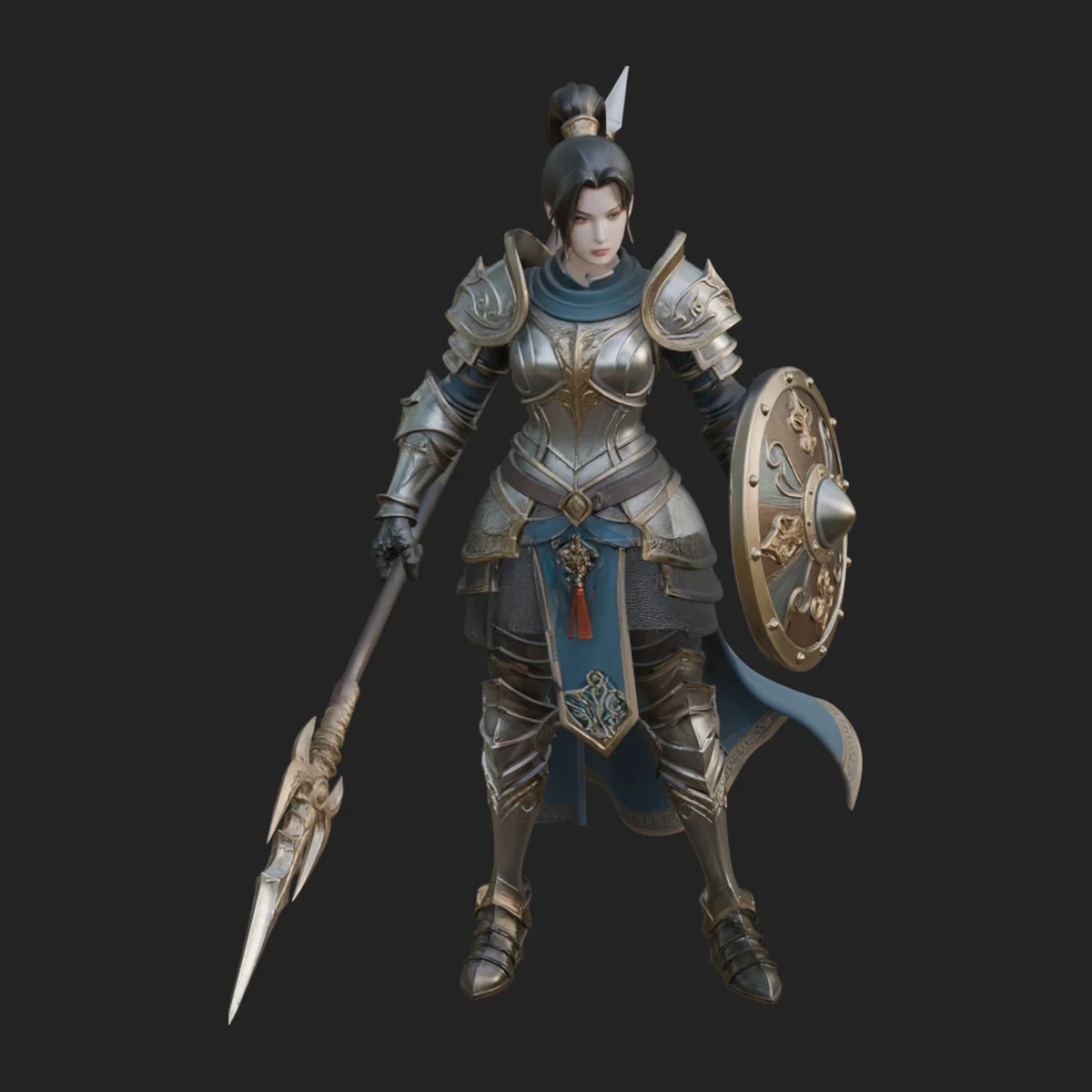 Woman Knight with Spear Statue Design 1
