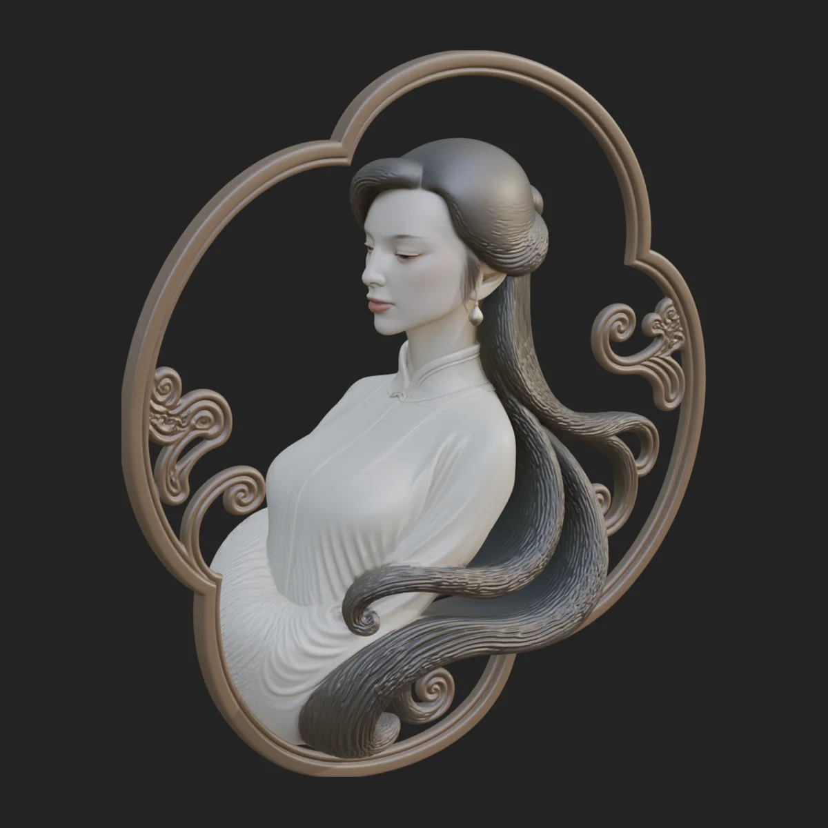 Woman Portrait Relief Medallion Pendant Design 1