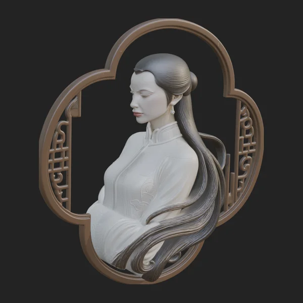 Woman Portrait Relief Medallion Pendant Design 2