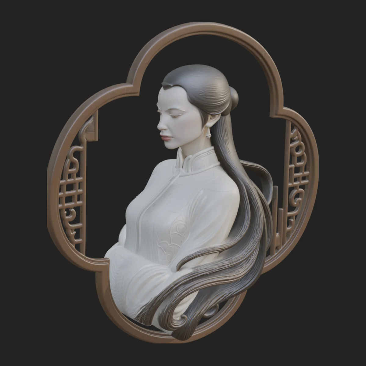 Woman Portrait Relief Medallion Pendant Design 2