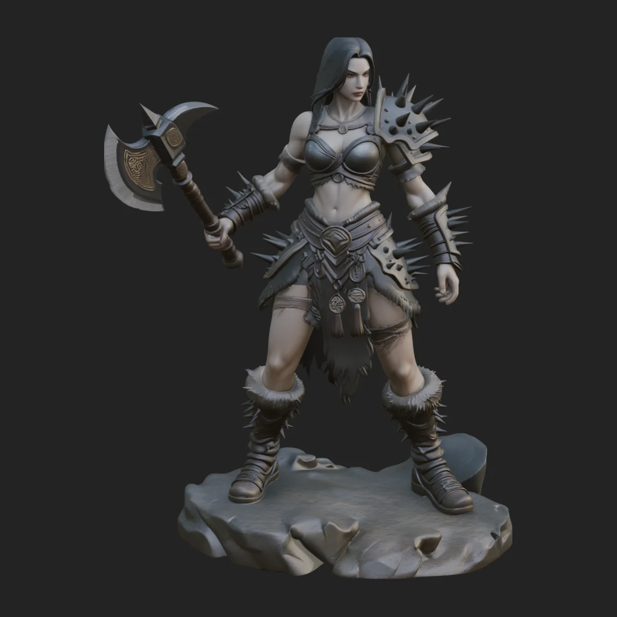 Woman Warrior with Axe Statue Design 2