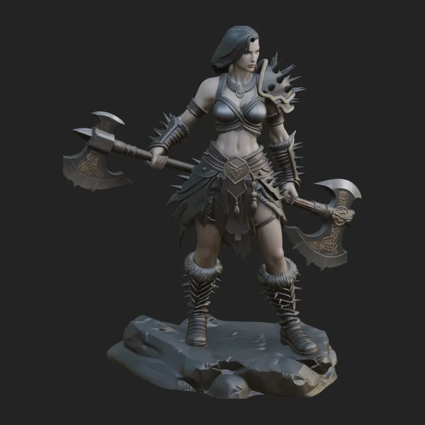 Woman Warrior with Axe Statue Design 3