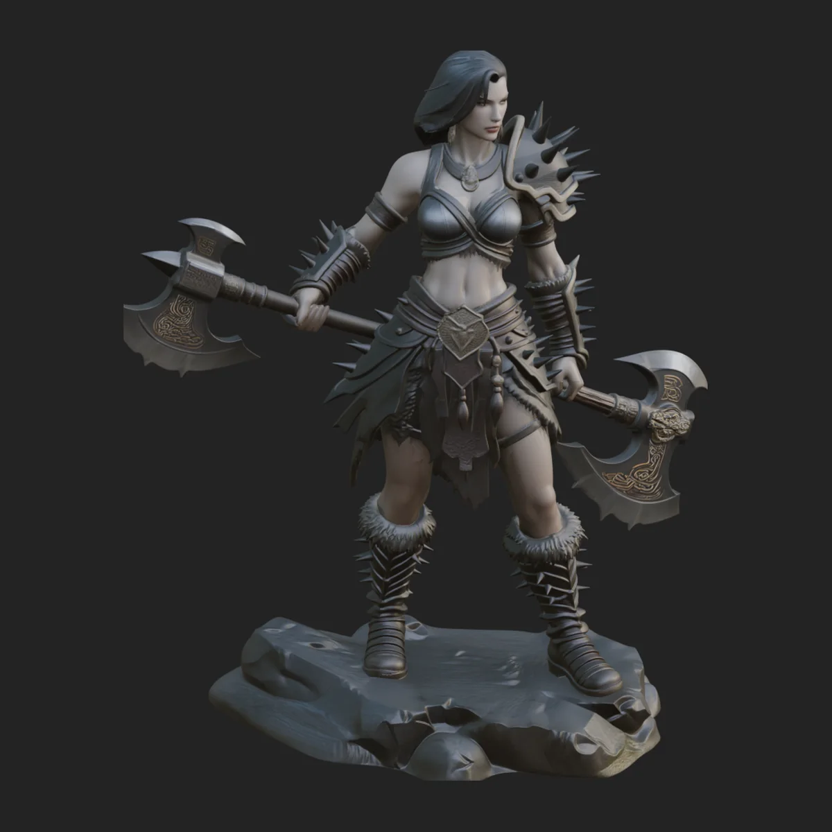 Woman Warrior with Axe Statue Design 3