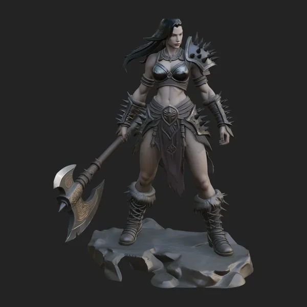 Woman Warrior with Axe Statue Design 4