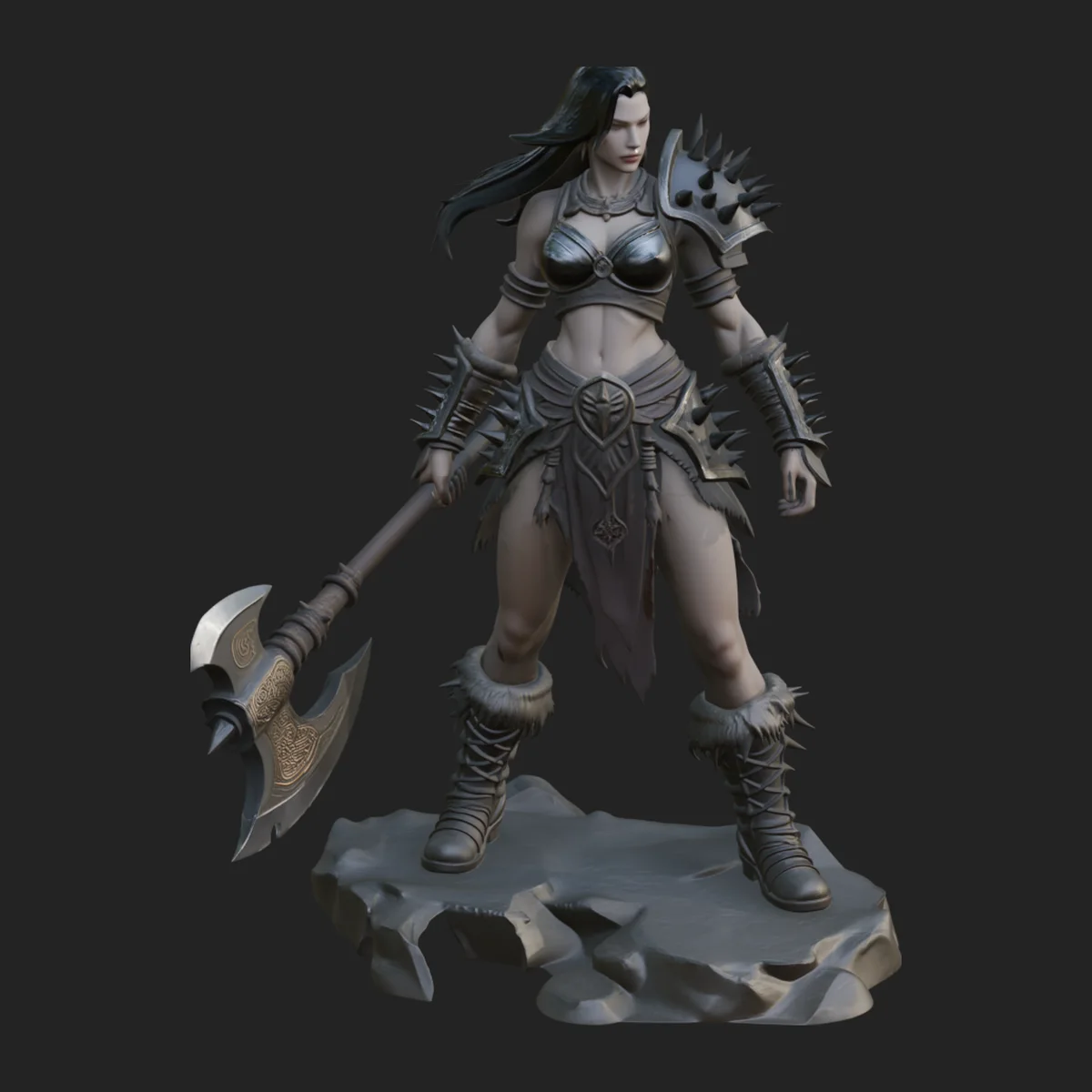 Woman Warrior with Axe Statue Design 4