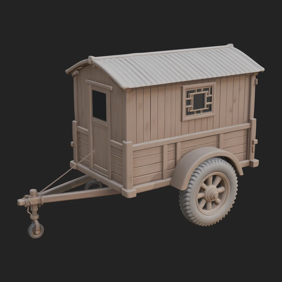 Wooden Cargo Trailer Model Design 2
