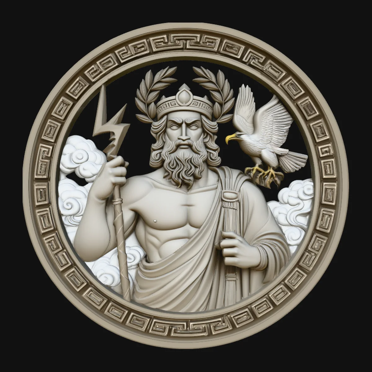 Zeus Relief Medallion Pendant Design 8