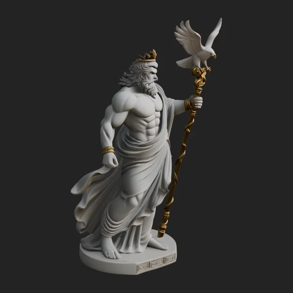 Zeus with Lightning Bolt Statue Design 17