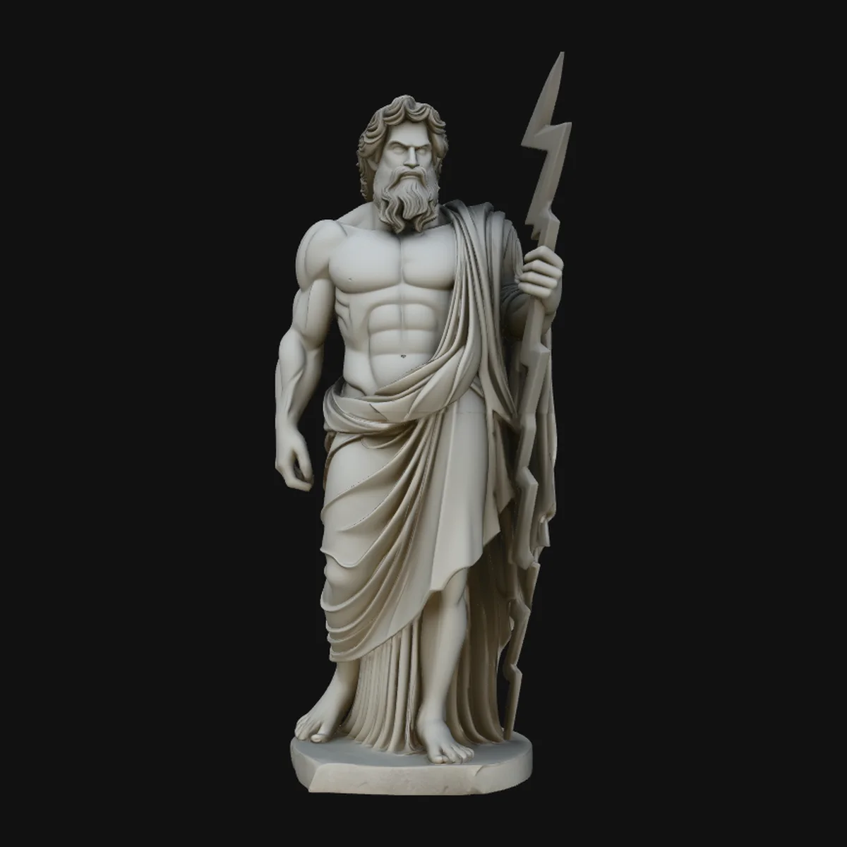Zeus with Lightning Bolt Statue Design 2