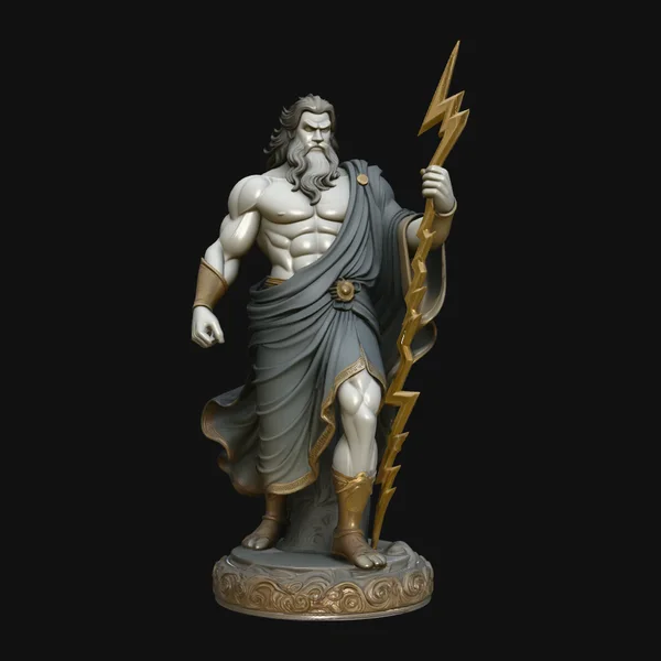 Zeus with Lightning Bolt Statue Design 5