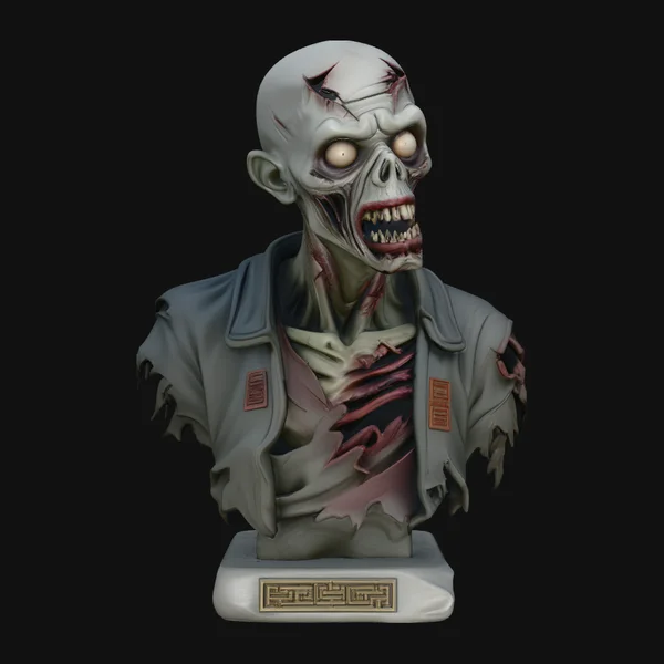Zombie Bust Statue Design 1