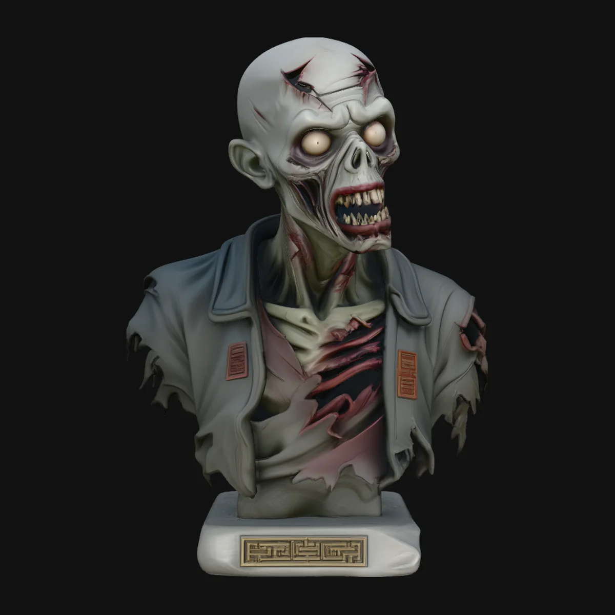 Zombie Bust Statue Design 1