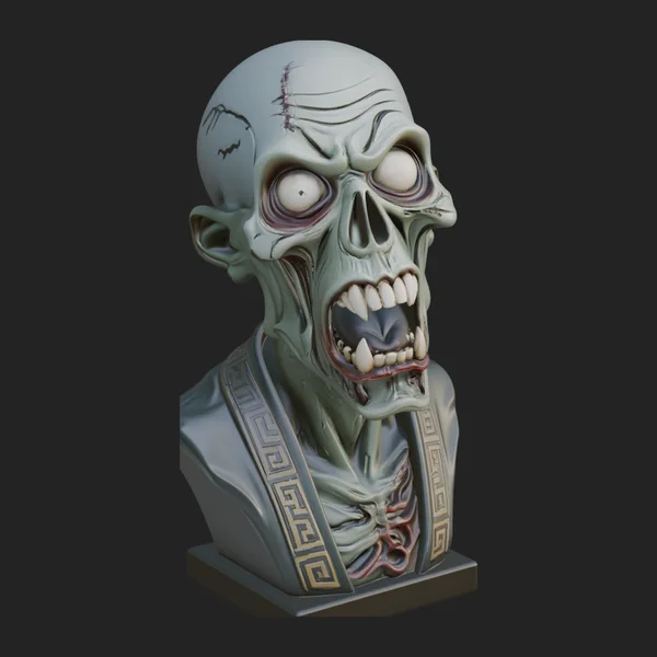 Zombie Bust Statue Design 5