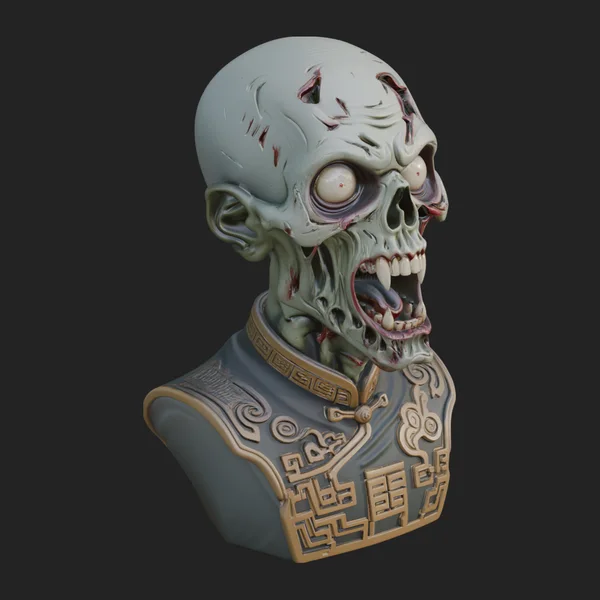 Zombie Bust Statue Design 6
