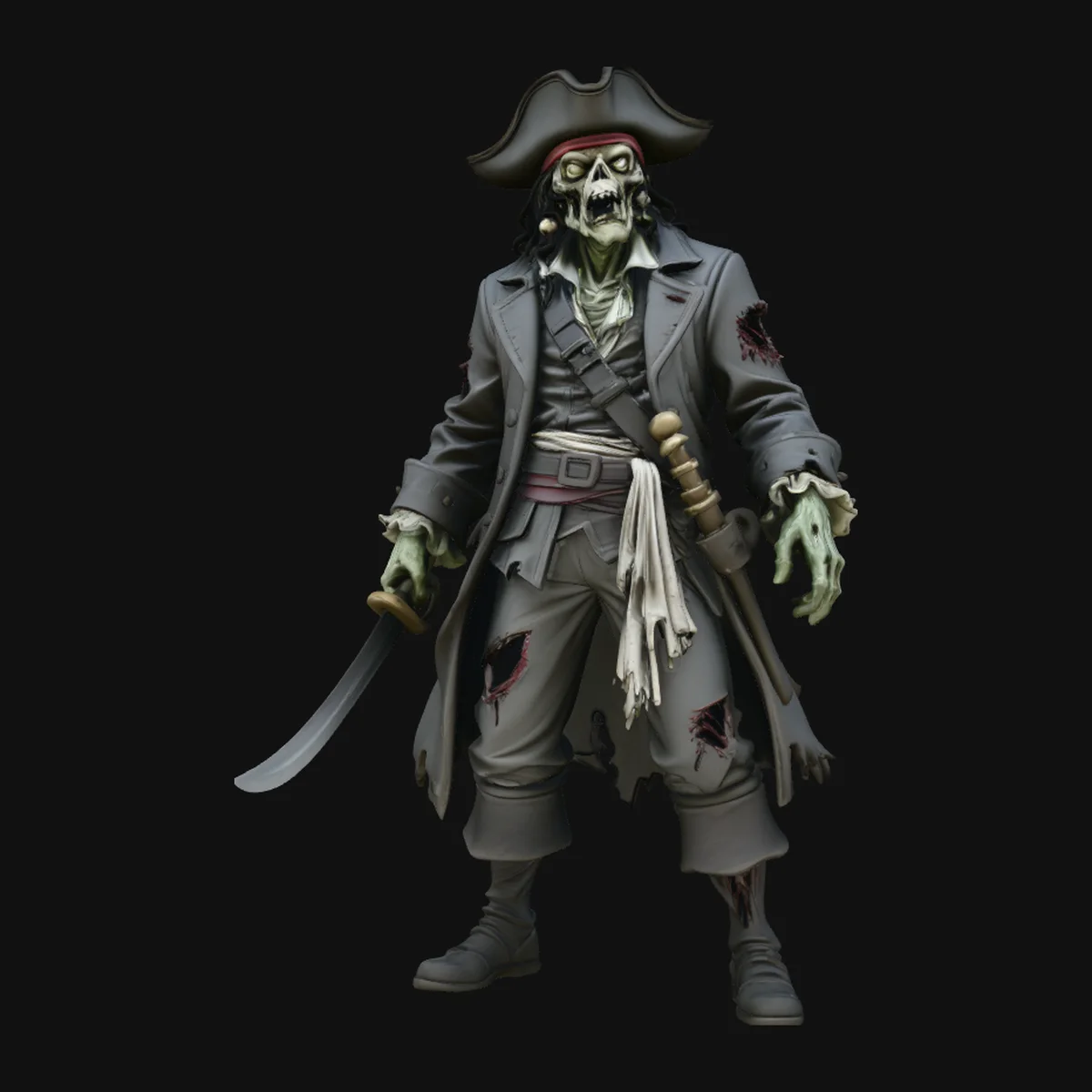 Zombie Pirate Captain Statue Design 1